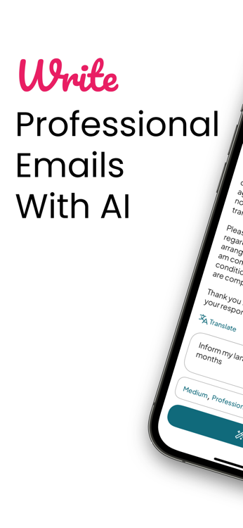 Write professional emails with AI — Email Writer app for iPhone